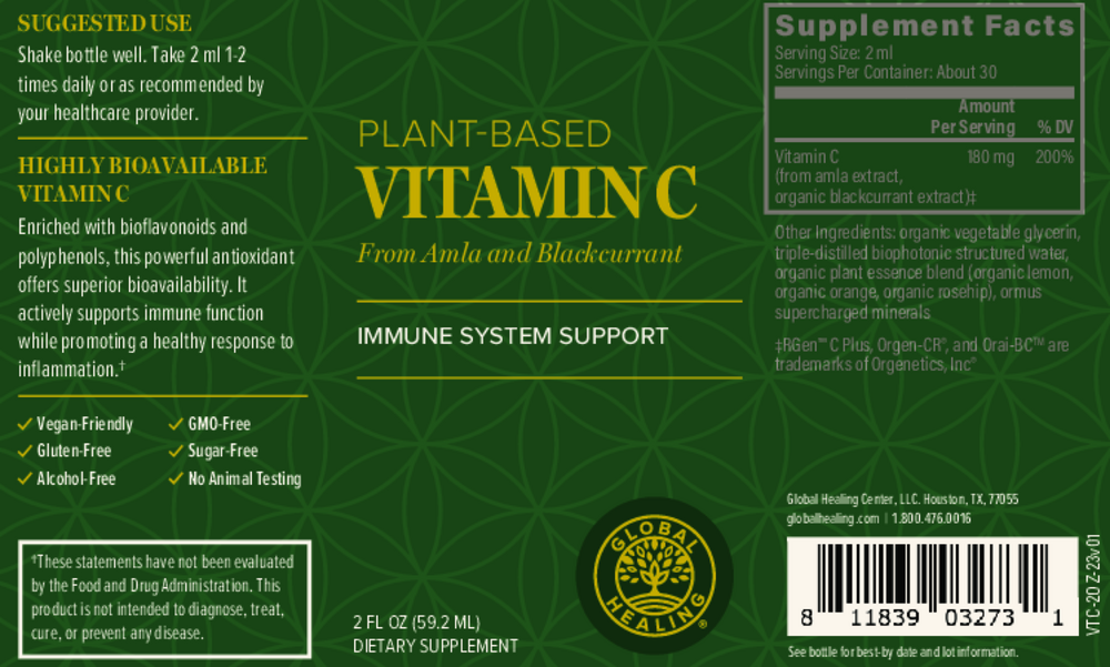 Rock Ridge Pharmacy Vitamin C supplement, back of bottle with supplement facts