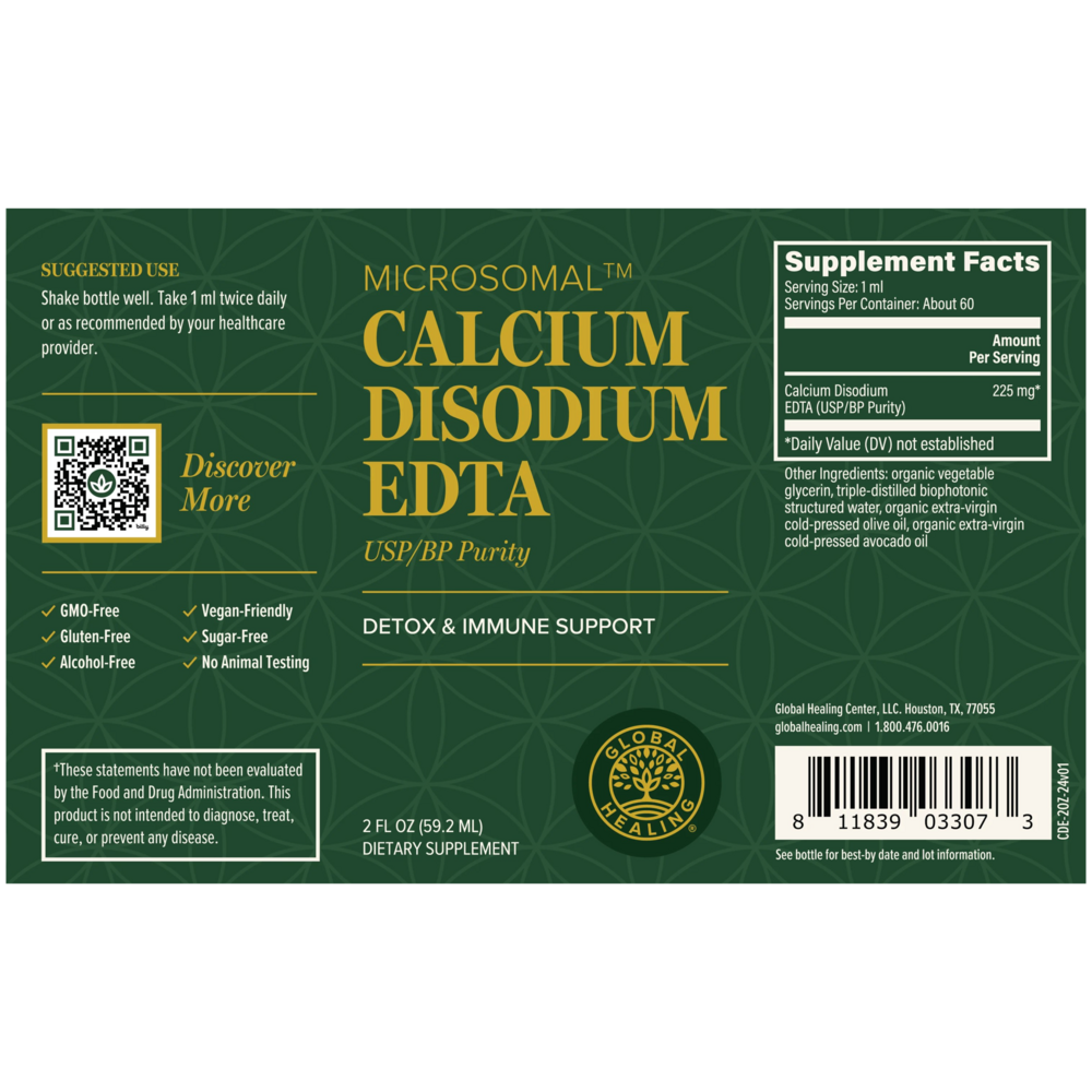 Rock Ridge Pharmacy Calcium Disodium EDTA supplement, back of bottle with supplement facts