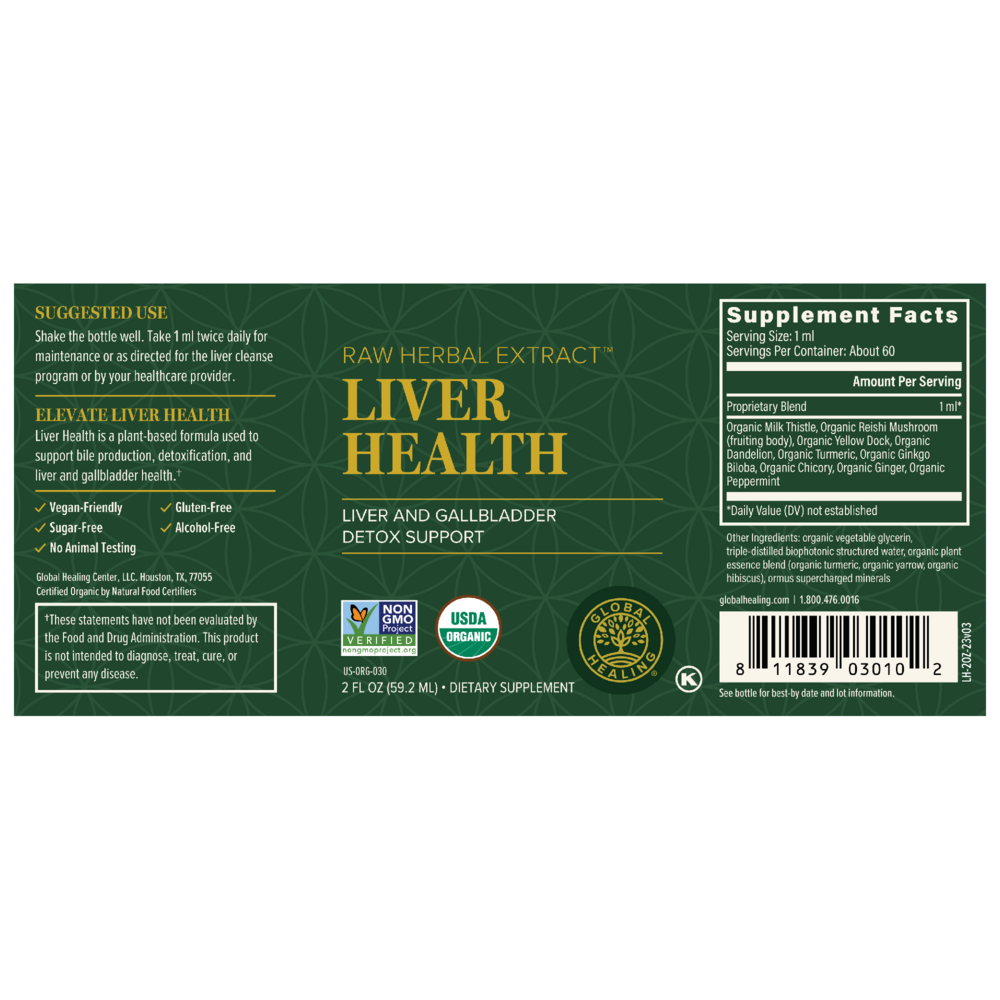 Rock Ridge Pharmacy Liver Health supplement, back of bottle with supplement facts