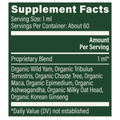 Rock Ridge Pharmacy Women's Hormone Balance supplement, back of bottle with supplement facts