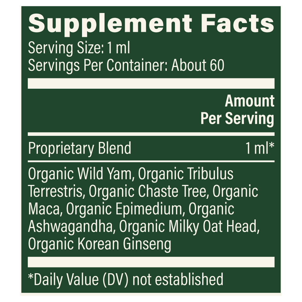 Rock Ridge Pharmacy Women's Hormone Balance supplement, back of bottle with supplement facts