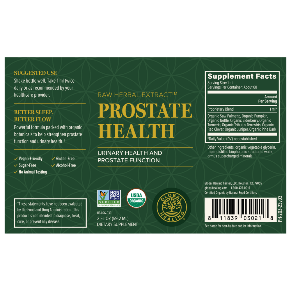 Rock Ridge Pharmacy Prostate Health supplement, back of bottle with supplement facts