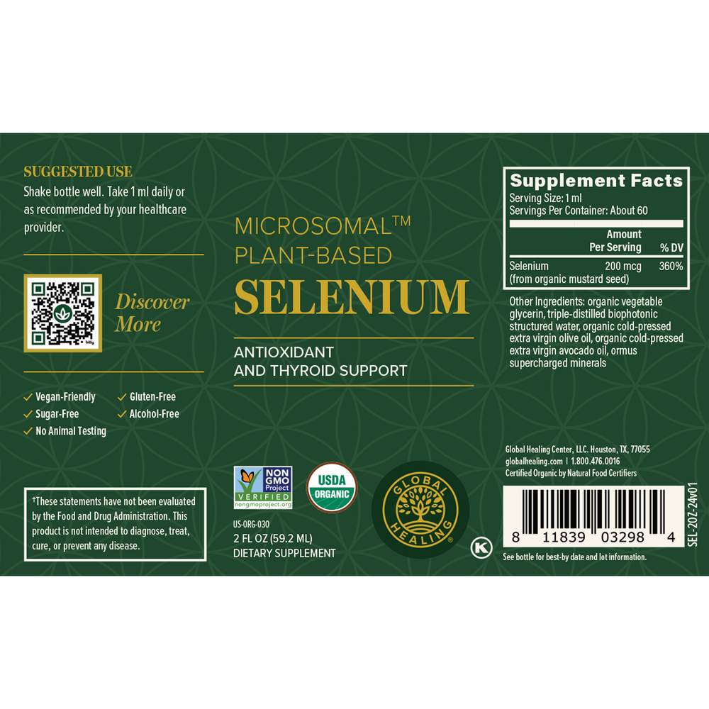 Rock Ridge Pharmacy Liquid Selenium supplement, back of bottle with supplement facts