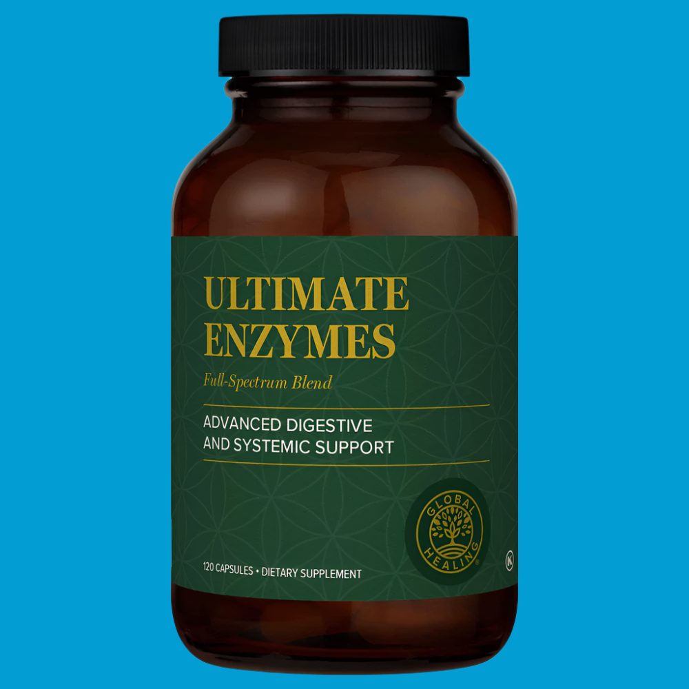 Rock Ridge Pharmacy Ultimate Enzymes (formerly Veganzyme) supplement, front of bottle