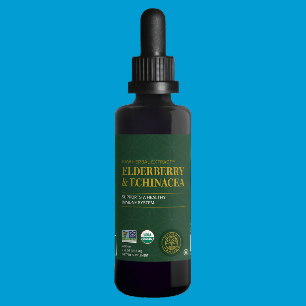 Rock Ridge Pharmacy Organic Elderberry & Echinacea supplement, front of bottle