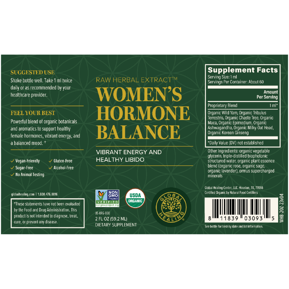 Rock Ridge Pharmacy Women's Hormone Balance supplement, product label close-up