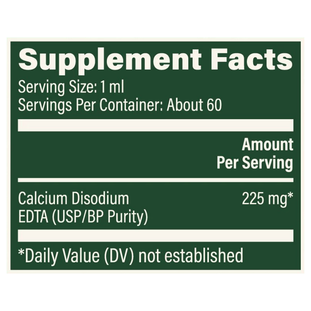 Rock Ridge Pharmacy Calcium Disodium EDTA supplement, product label close-up