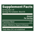 Rock Ridge Pharmacy Organic Elderberry & Echinacea supplement, product label close-up