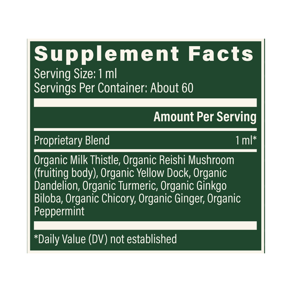 Rock Ridge Pharmacy Liver Health supplement, product label close-up