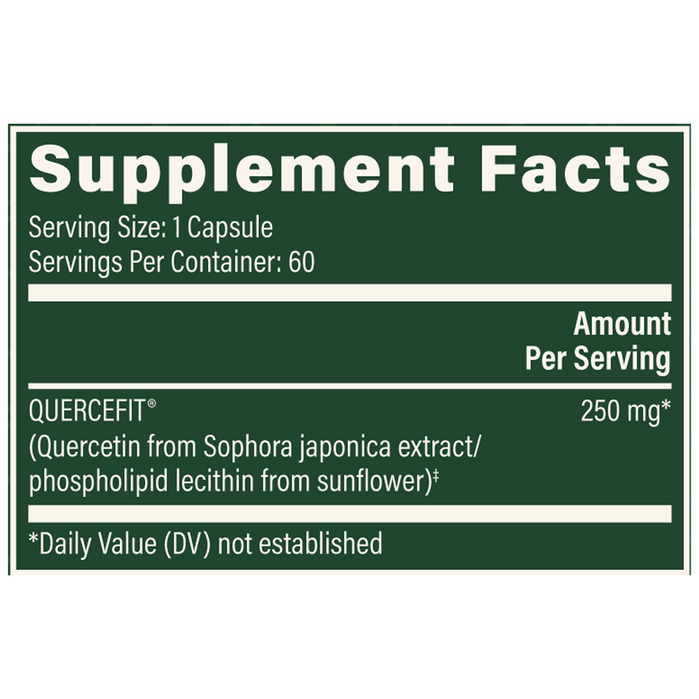 Rock Ridge Pharmacy Plant-Based Quercetin supplement, product label close-up