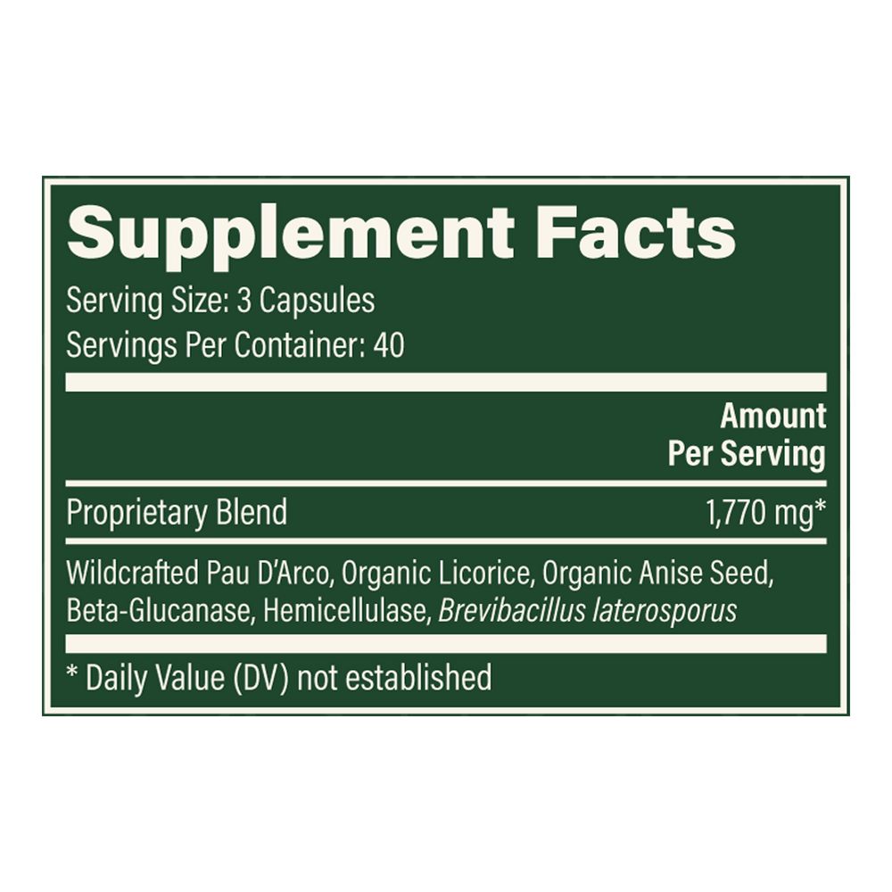 Rock Ridge Pharmacy Candida Balance supplement, product label close-up