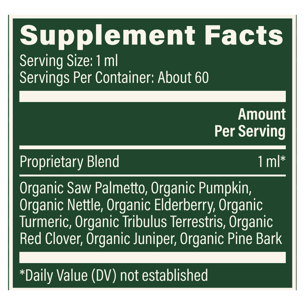 Rock Ridge Pharmacy Prostate Health supplement, product label close-up