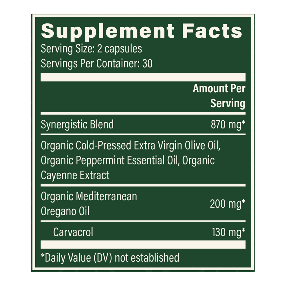 Rock Ridge Pharmacy Oregano Oil 200 mg, Liquid Capsules supplement, product label close-up