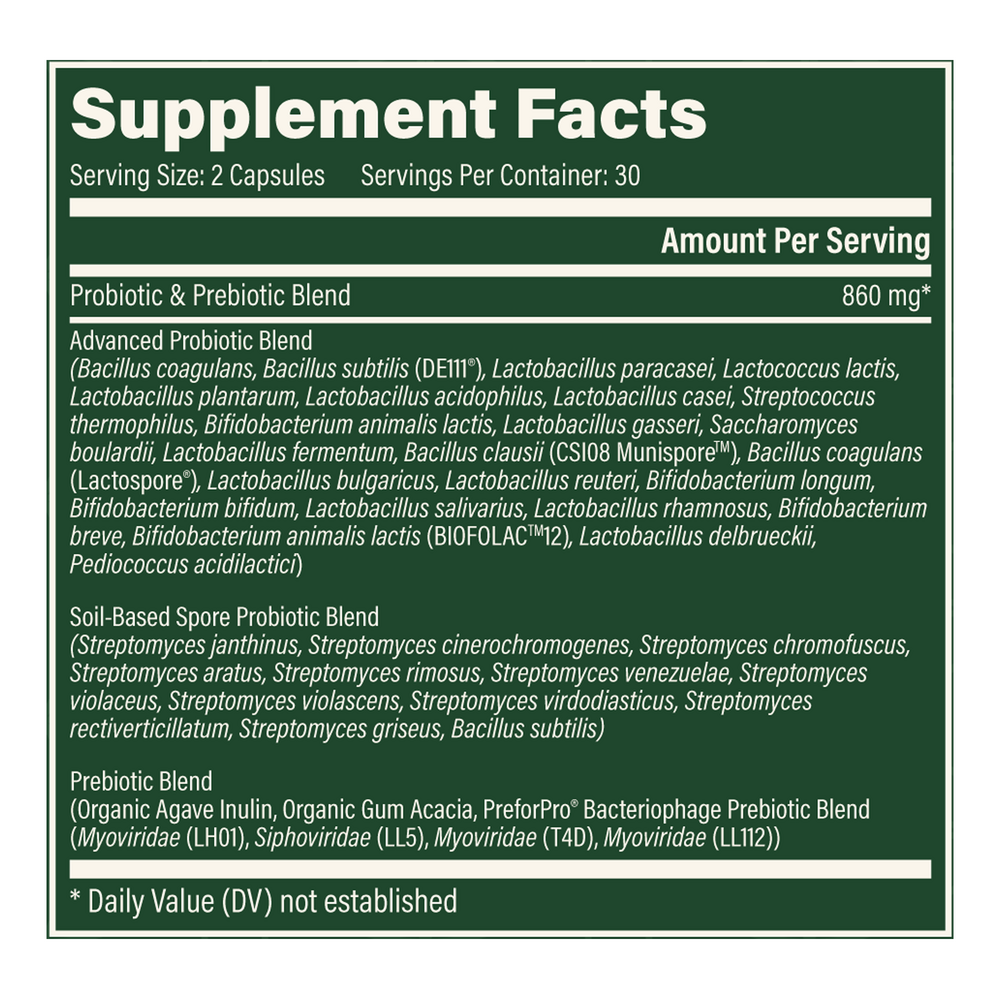 Rock Ridge Pharmacy Ultimate Probiotic supplement, product label close-up