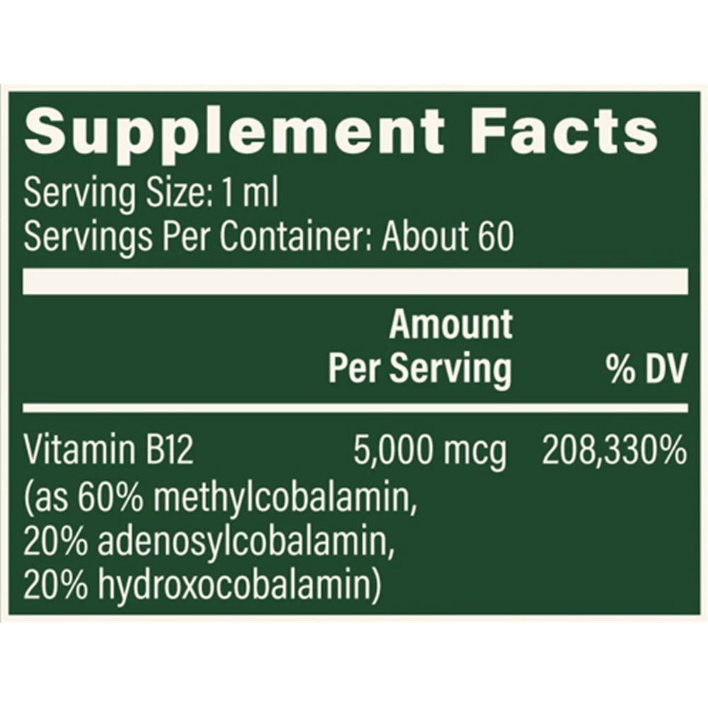 Rock Ridge Pharmacy Vitamin B12 5000 mcg supplement, product label close-up