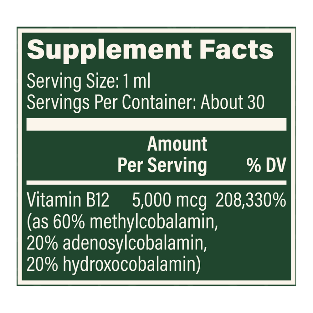 Rock Ridge Pharmacy Vitamin B12 5000 mcg supplement, product label close-up, alternate view 2