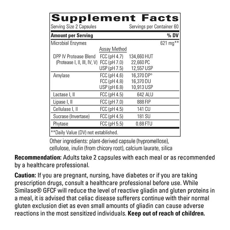 Similase GFCF Gluten & Casein Digestive Enzymes - ROCK RIDGE PHARMACY